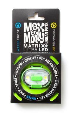 Светодиодный фонарик для собак на ошейник Max & Molly Matrix Ultra LED Safety/Hanging Pack, зеленый (подвесной)