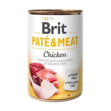 Brit Pate & Meat Dog Chicken - Паштет с целыми кусочками курицы и говядины, 400 г