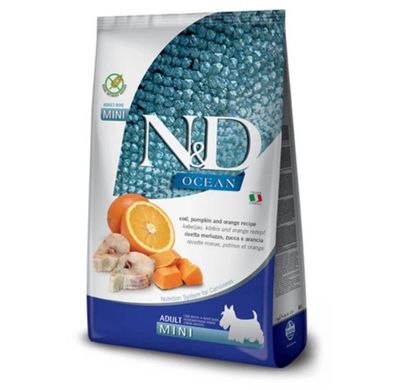 Farmina N&D Ocean Adult Mini - Беззерновой сухой корм для взрослых собак мелких пород с треской, тыквой и апельсином 7 кг