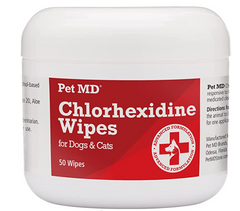 Pet MD Chlorhexidine - Антисептичні серветки для собак та котів, 50 шт