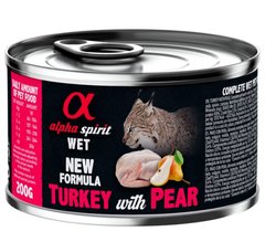 Alpha Spirit Cat Turkey with Pear - Влажный корм для взрослых кошек с индейкой и свежими грушами 200 г