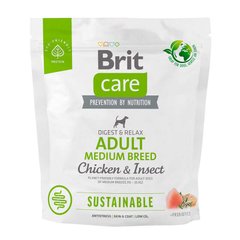 Brit Care Dog Sustainable Adult Medium Breed - Сухий корм для дорослих собак середніх порід з куркою та комахами 1 кг