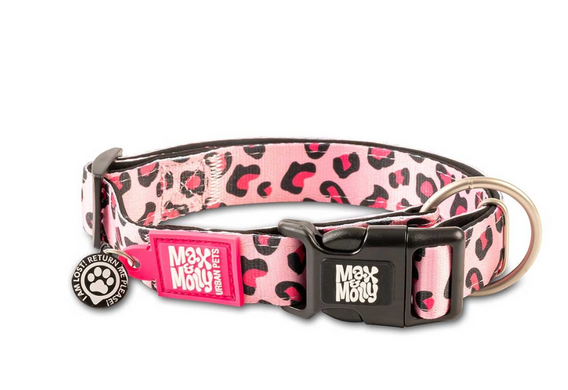 Max & Molly Smart ID Collar Leopard Pink/M - Ошейник Smart ID розовый с леопардовым принтом