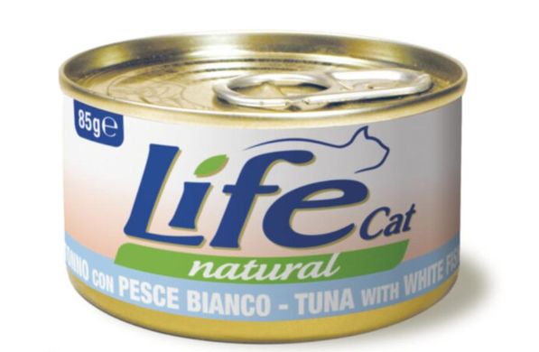LifeCat консерва для котов тунец белая рыба 85 г
