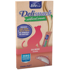LifeCat Deli Snack Natural Cream - Лакомства крем-снек на основе мяса лосося, 6 штук по 15 г