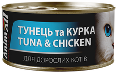 AnimAll Tuna & Chicken - Влажный корм для кошек с тунцом и курицей 85 г