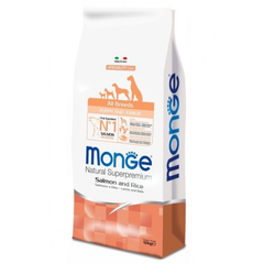 Monge All Breeds Puppy & Junior Salmone and Rice - сухой корм с лососем и рисом для щенков всех пород 15 кг