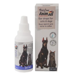 AnimAll VetLine - Вушні краплі для котів та собак 30 мл