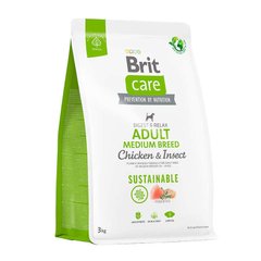 Brit Care Dog Sustainable Adult Medium Breed - Сухой корм для взрослых собак средних пород с курицей и насекомыми 3 кг