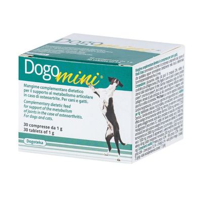 DOGOmini - Дієтична добавка для підтримки здоров'я суглобів та кісток у собак дрібних порід та котів, 30 таблеток