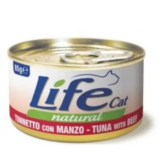 LifeCat консерва для котов с тунцом и говядиной 85 г
