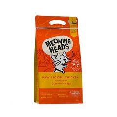 Meowing Heads Paw Lickin’ Chicken - Мяуинг Хедс сухой комплексный корм для кошек с курицей и рисом 1,5 кг
