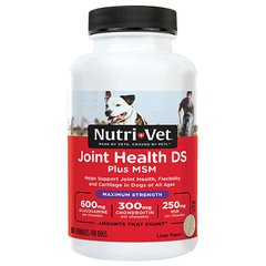 Nutri-Vet Joint Health DS Plus MSM Maximum Strength НУТРІ-ВЕТ ЗДОРОВ`Я СУСТАВІВ МАКСИМУМ жувальні таблетки з глюкозаміном, хондроїтином, МСМ, марганцем для собак 60 табл
