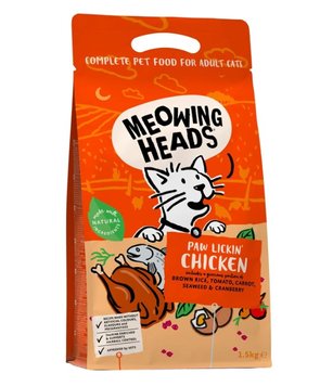 Сухий корм для дорослих котів Meowing Heads Paw Lickin’ CHICKEN ADULT з куркою, 1,5 кг