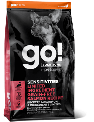 GO! Sensitivities Limited Ingredient Salmon Recipe Dog Formula - Гоу! Беззерновой сухой корм для щенков и взрослых собак c лососем 10 кг + 1,6 кг в подарок