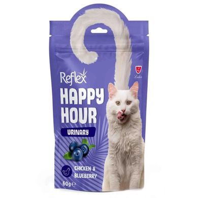 Reflex Happy Hour - Рефлекс Счастливый час лакомства для кошек курица и черникой, уринари 60 г