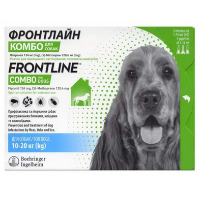 Merial Frontline Combo Фронтлайн Комбо - Інсектоакарицидні краплі на холку для собак 10-20 кг, 1 шт