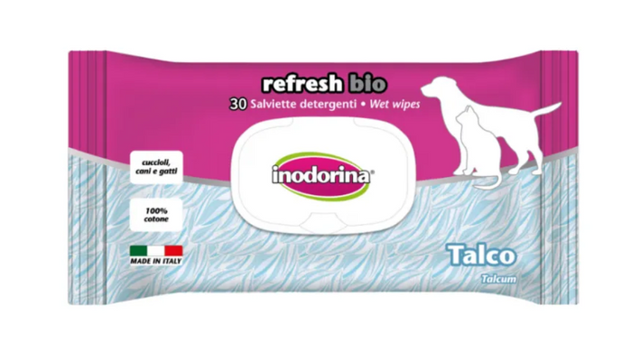 Inodorina Salvietta Bio Talco влажные биоразлагаемые котоновые салфетки, 30 шт