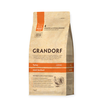 Grandorf Turkey Sterilised корм для стерилізованих котів, з індичкою - 6 кг