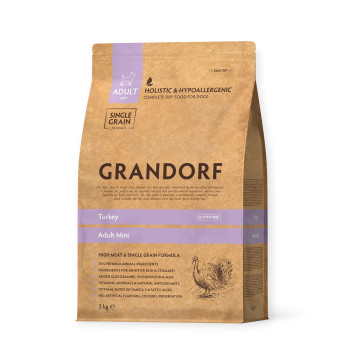 Grandorf Turkey Adult Mini корм для собак малых пород, с индейкой - 3 кг