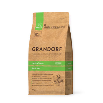 Grandorf Lamb & Turkey Adult Mini корм для собак малих порід, з ягням та індичкою - 1 кг