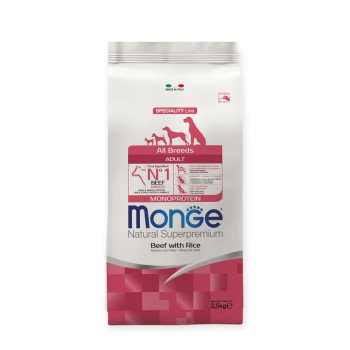 Monge Dog Adult Beef & Rice корм для собак, з яловичиною та рисом - 2,5 кг
