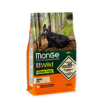 Monge BWild Grain Free Dog Adult Mini Duck корм для собак миниатюрных пород, с уткой - 2,5 кг