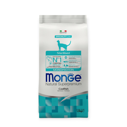 Monge Cat Sterilised Codfish корм для стерилізованих котів, з тріскою - 1,5 кг