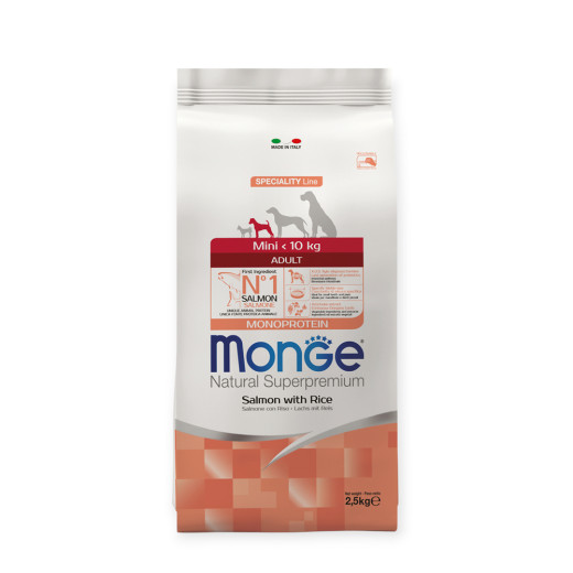 Monge Mini Puppy & Junior корм для щенков миниатюрных пород, с лососем - 2,5 кг
