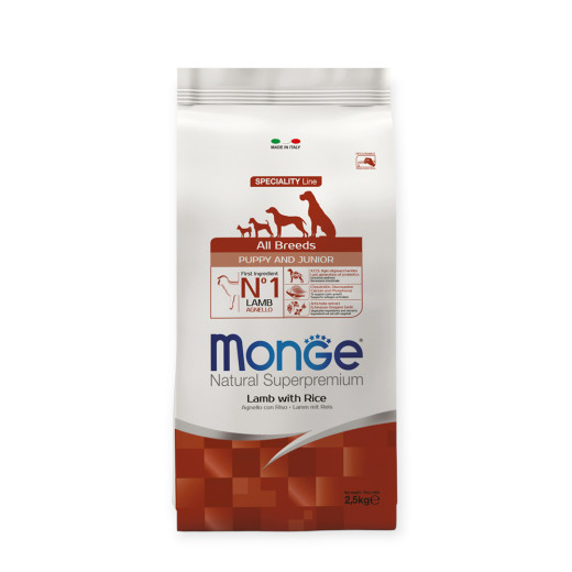 Monge Puppy & Junior корм для щенков, с ягненком и рисом - 2,5 кг