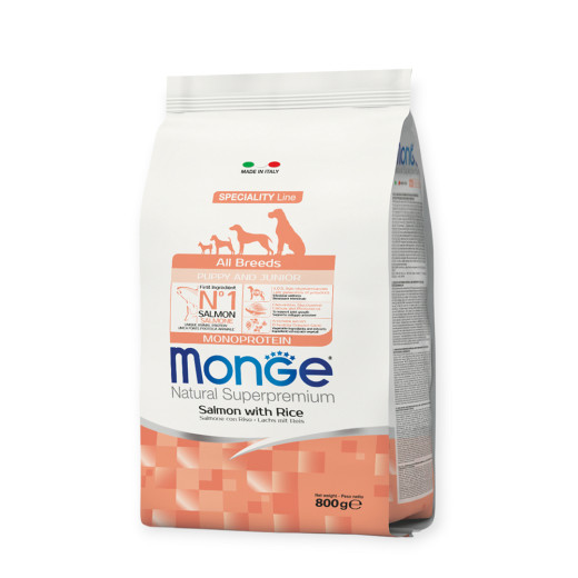 Monge Puppy & Junior корм для щенков, с лососем и рисом - 800 г