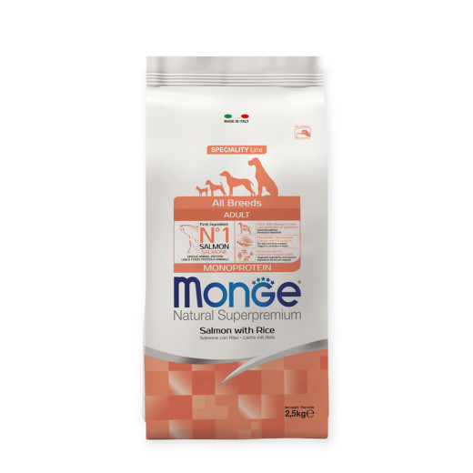 Monge Dog Adult Salmon & Rice корм для собак, с лососем и рисом - 2,5 кг