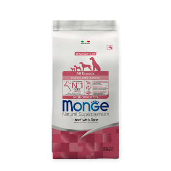 Monge Puppy & Junior Beef & Rice корм для цуценят, з яловичиною та рисом - 2,5 кг