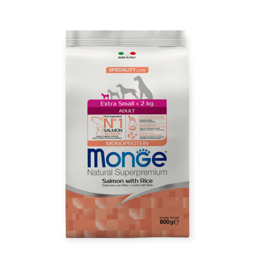 Monge Extra Dog Small Adult Salmon корм для собак миниатюрных пород, с лососем и рисом - 800 г