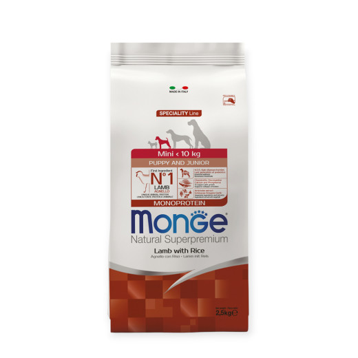 Monge Mini Puppy & Junior Lamb корм для цуценят мініатюрних порід, з ягням - 2,5 кг