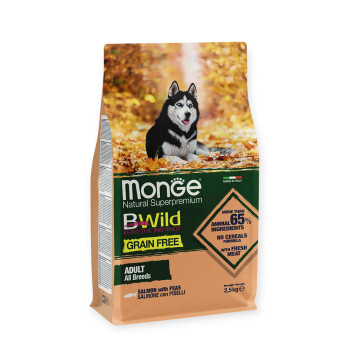 Monge BWild Grain Free Dog Adult Salmon корм для собак, з лососем та горохом - 2,5 кг