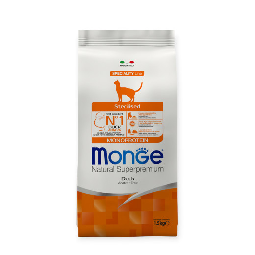 Monge Cat Sterilised Duck для стерилізованих котів, із качкою - 1,5 кг