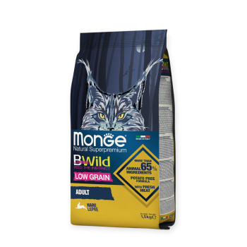 Monge Cat BWild Low Grain Hare корм для котів, з м'ясом зайця - 1,5 кг