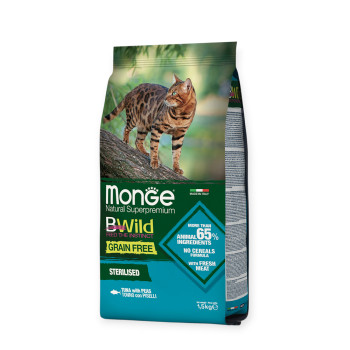 Monge Cat Bwild Grain Free Sterilised корм для стерилизованных кошек, с тунцем - 1,5 кг