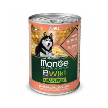 Monge BWild Grain Free Adult влажный корм для собак, с лососем, тыквой и цуккини - 400 г