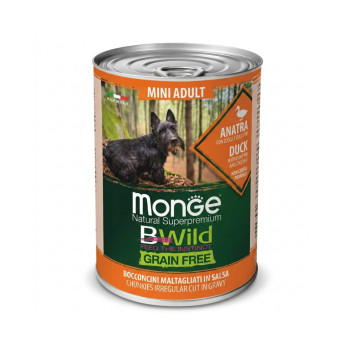 Monge BWild Grain Free Mini Adult влажный корм для собак с уткой, тыквой и кабачками - 400 г
