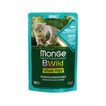 Monge Cat Bwild Grain Free Fish Shrimps Vegetables корм для кошек, с треской и креветками - 85 г