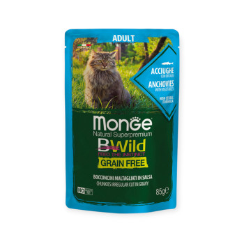 Monge Cat Bwild Grain Free Anchovies Vegetables корм для кошек, с анчоусом - 85 г