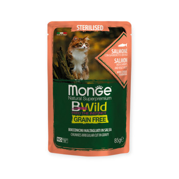 Monge Cat Bwild Grain Free Sterilized Salmon Shrimps Vegetables корм, с лососем и креветками - 85 г