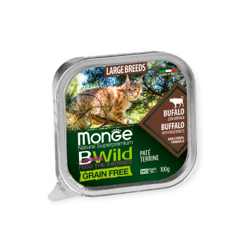 Monge Cat Bwild Grain Free влажный корм для кошек больших пород, с буйволом - 100 г