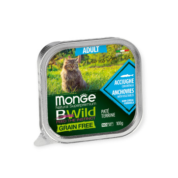 Monge Cat Bwild Grain Free Adult влажный корм для кошек, с анчоусами - 100 г