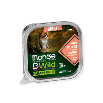 Monge Cat Bwild Grain Free Adult Paté Terrine корм для взрослых кошек, с лососем - 100 г