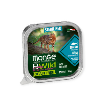 Monge Cat Bwild Grain Free Sterilized Tuna Vegetables корм для кошек, с тунцем - 100 г
