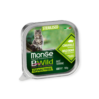 Monge Cat Bwild Grain Free Sterilized корм для взрослых стерилизованных кошек, с кабаном - 100 г