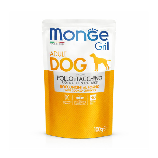 Monge Dog Grill влажный корм для собак, с курицей и индейкой - 100 г
